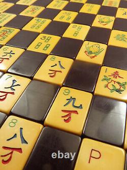 Vintage 1930's AP Games Two Tone Mahjong Mahjongg Set Bakelite Racks, Bank & Die