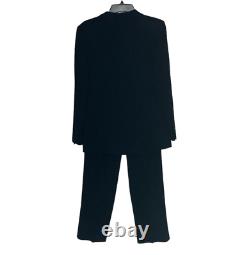 Vintage 1995 90s Calvin Klein Collection Runway 10 Black 100% Wool Pant Suit Set