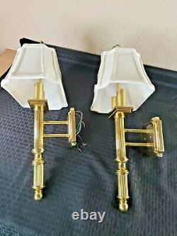 Vintage Brass Bouillotte Style Lamp Wall Sconces Set of Two