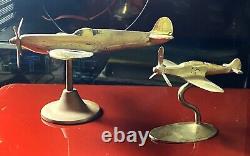 Vintage Brass Desktop Set of Two SPITFIRE Models