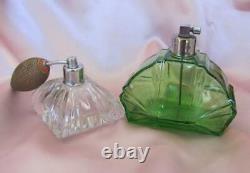Vintage Crystal Glass Set Of Two Perfume Bottles