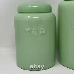 Vintage Jadeite Glass Coffee & Tea Canister Set