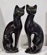 Vintage Mid Century Porcelain Set Of Two Siamese Black Cats Made In Brazil 32 Cm
