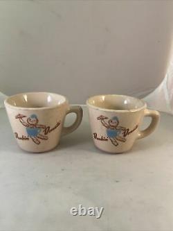 Vintage Pair Of Dunkin Donuts Dunkie Man Coffee Mug Cup 1961 Set Lot of Two