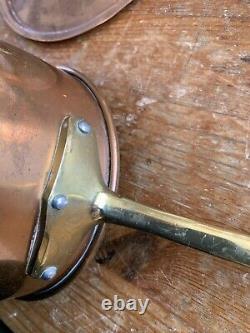 Vintage Set Of Two 2 Copper And Brass Saucepans With Lids. Unused
