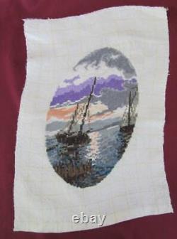 Vintage Set Of Two Hand Embroidered Handmade Tapestries