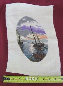 Vintage Set Of Two Hand Embroidered Handmade Tapestries