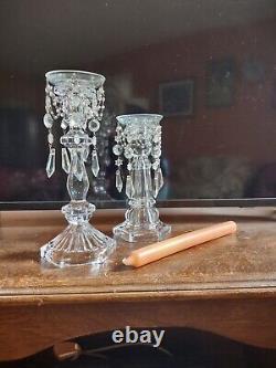 Vintage Set Of Two's Company Crystal Glass Chain Chandelier Candle Holders