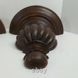 Vintage Set of Two (2) Solid Wood Hand Carved Large Wall Sconce Shelves 12 Tall