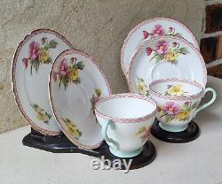 Vintage Shelley Begonia 13521 Fine Bone China Tea-for-Two Set 1950s