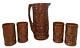 Vintage Twos Company Hawaiian Tiki Polynesian Pitcher Jug & Tumblers Mug Bar Set