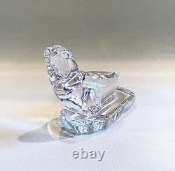 Vintage Two Piece Clear Crystal Seal on Ice Figurine Set