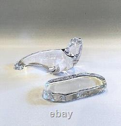 Vintage Two Piece Clear Crystal Seal on Ice Figurine Set