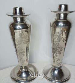 Vtg 1999 Set Of Two Wedgewood Interiors Pewter 10 Candle Stick Holders England