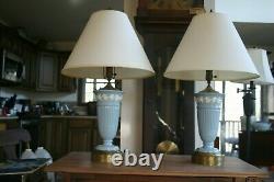 Wedgewood Queensware Blue Grapevine Table Lamps -set Of Two