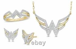 Wonder Woman Collection Ring Pendant Earring Set 14k Two Tone Gold Plated