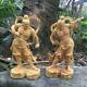 Wood Sculpture Amulet Craft Two Deva Kings 2 Set Height 21cm