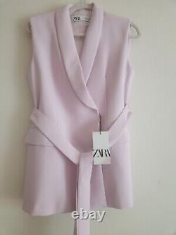 Zara Co-ord Set Tie Belt Vest +Pants Zw Collection Pink Sz XL NWT