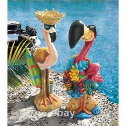 18 Tropical Paradise Roi Des Ornements De Pelouse Ensemble De Deux Statues De Flamingo Rose