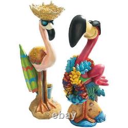 18 Tropical Paradise Roi Des Ornements De Pelouse Ensemble De Deux Statues De Flamingo Rose