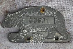 1916 California License Plate Renouveler Tab Bear Tag Set De Deux