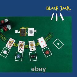 200 Jeu de Poker Texas Hold'em Ensemble Tapis de Jeu Jetons 2 Jeux de Cartes Avec Boîte