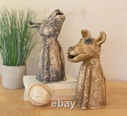 Adorable Clay Singing Dog Figurine Ensemble Deux Animaux De Compagnie Sitting Collectionnable Puppy
