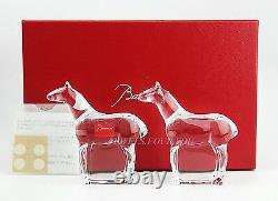 Baccarat Crystal Noah's Arc Set Of Two Horse Figurines New Handmade France