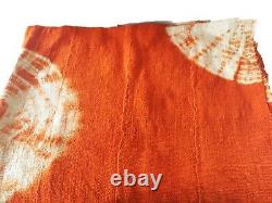 Bogolan Africain Textile Mud Clot Orange & Blanc 40 Par 60 Ensemble De Deux