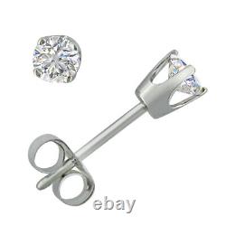 Boucles d'oreilles clou en diamant naturel certifié AGS de 1/3 ct, montées en or blanc 14 carats.