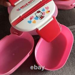 Bouteille d'eau Sanrio Hello Kitty et boîte à lunch à deux étages, ensemble de conteneurs rétro rose.