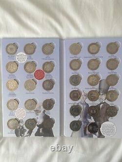 Chasse aux pièces Royal Mint £2 Album de deux livres Sterling Set complet de 31 pièces plus Completer