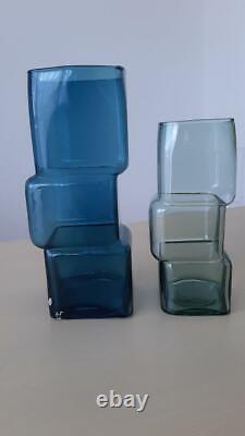 Conran Shop Vase De Cube Ensemble De Deux Tall Et Petit Bleu Presque Inutilisé