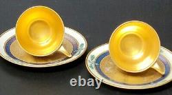 DEUX tasses et soucoupes demitasse peintes à la main signées Osbourne avec des marguerites anciennes de Pickard