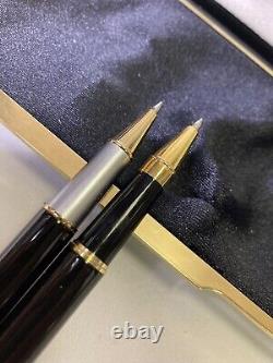 Deux ensemble de stylos-billes et roller Montblanc Meisterstuck Solitaire Citrine Classique