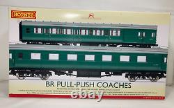 Échelle OO de HORNBY R4534 BR MAUNSELL GREEN PULL-PUSH Ensemble de deux voitures 610 Boxed