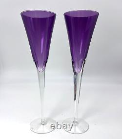 Élégant ensemble de deux flûtes à champagne en cristal Waterford Tall Eclipse.