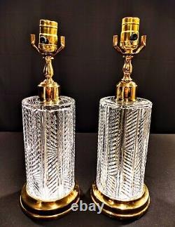 Ensemble De Deux (2) Waterford Herringbone Exquise Fine Coupe Cristal Lampes Sans Défaut