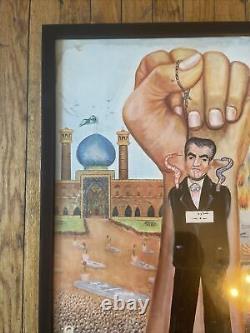 Ensemble De Deux Affiches De Propagande Iranienne Persan À Cadre Professionnel
