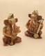 Ensemble De Deux Statues Musicales De Ganesha Peintes À La Main En Bois 8 Tall