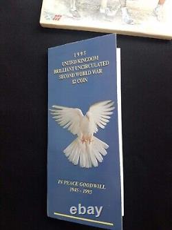 Ensemble complet de 7 pièces de monnaie BU d'avant 1997 scellées dans des emballages de la Monnaie Royale £2 de 1986 à 1996