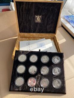 Ensemble de 12 pièces de monnaie en argent sterling preuve - 70e anniversaire de la Reine Elizabeth II - Monnaie royale 1996