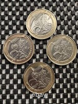 Ensemble de 4 pièces de 2 livres sterling des Jeux du Commonwealth, y compris l'Irlande du Nord, en circulation.