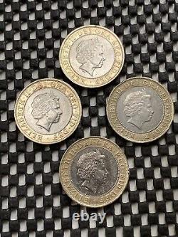 Ensemble de 4 pièces de 2 livres sterling des Jeux du Commonwealth, y compris l'Irlande du Nord, en circulation.