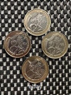 Ensemble de 4 pièces de 2 livres sterling des Jeux du Commonwealth, y compris l'Irlande du Nord, en circulation.