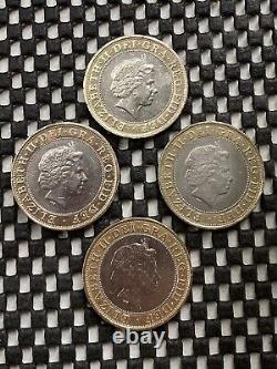 Ensemble de 4 pièces de 2 livres sterling des Jeux du Commonwealth, y compris l'Irlande du Nord, en circulation.