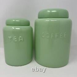 Ensemble de canisters à café et thé en verre de jade vintage