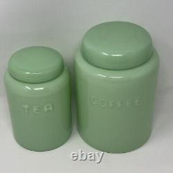 Ensemble de canisters à café et thé en verre de jade vintage