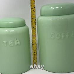 Ensemble de canisters à café et thé en verre de jade vintage