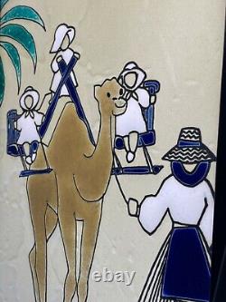 Ensemble de carreaux de mur décoratifs de style vintage avec design de deux chameaux encadrés
